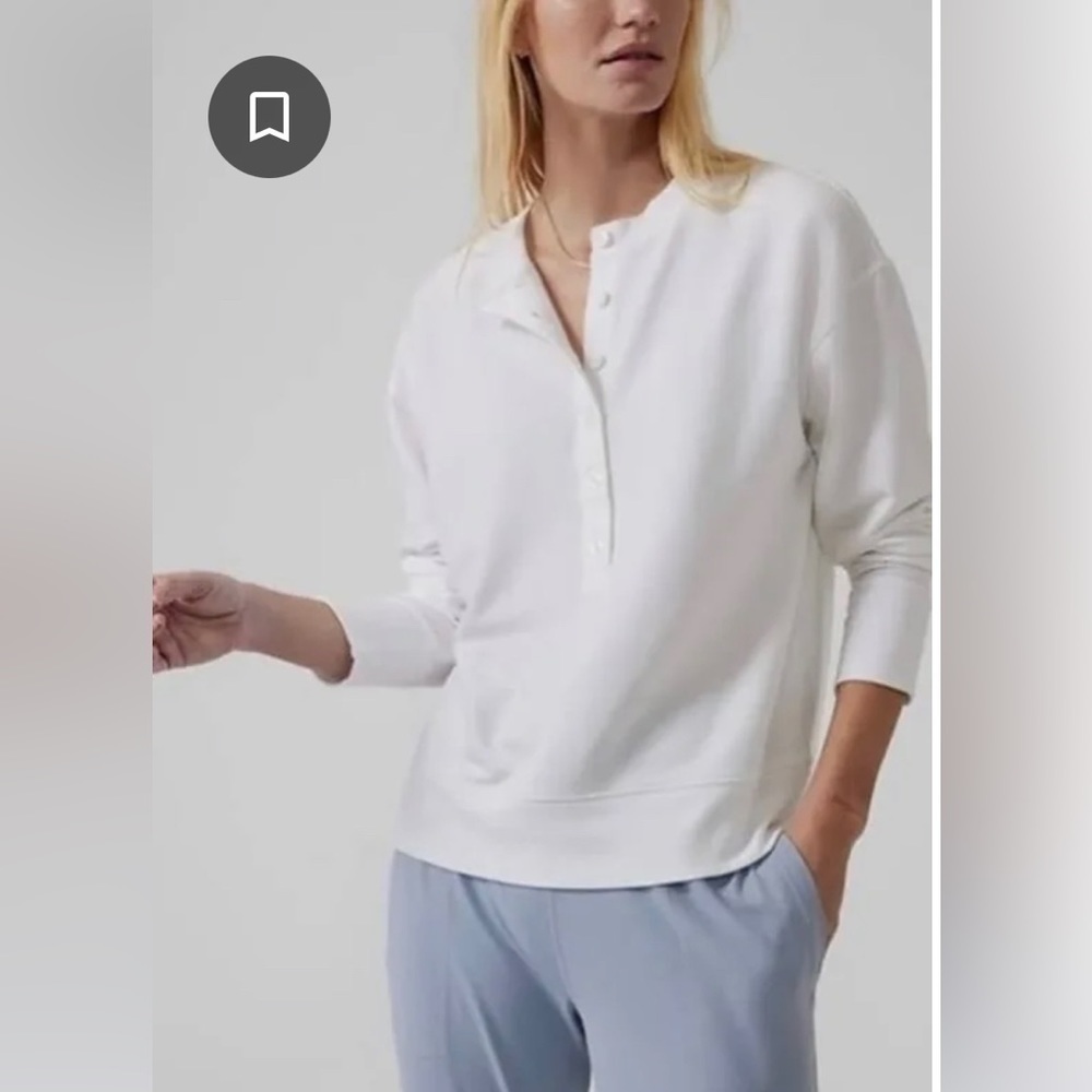 Athleta Balance Henley Sweatshirt, XS, White